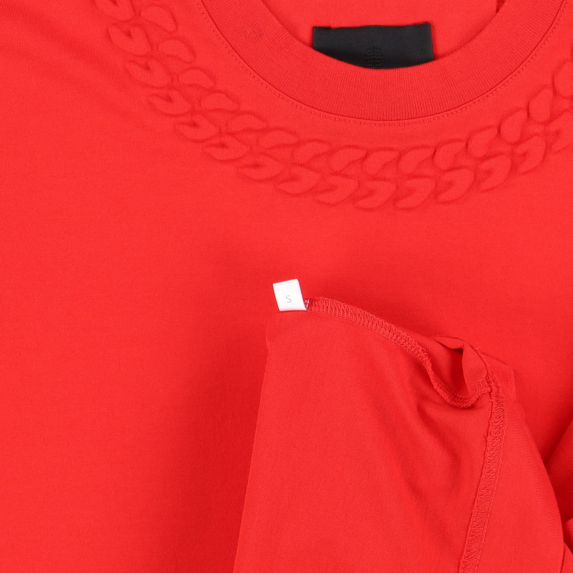 Givenchy Red Chain Embossed Collar T-Shirt Size S / US 4 / IT 40 - 6 Thumbnail