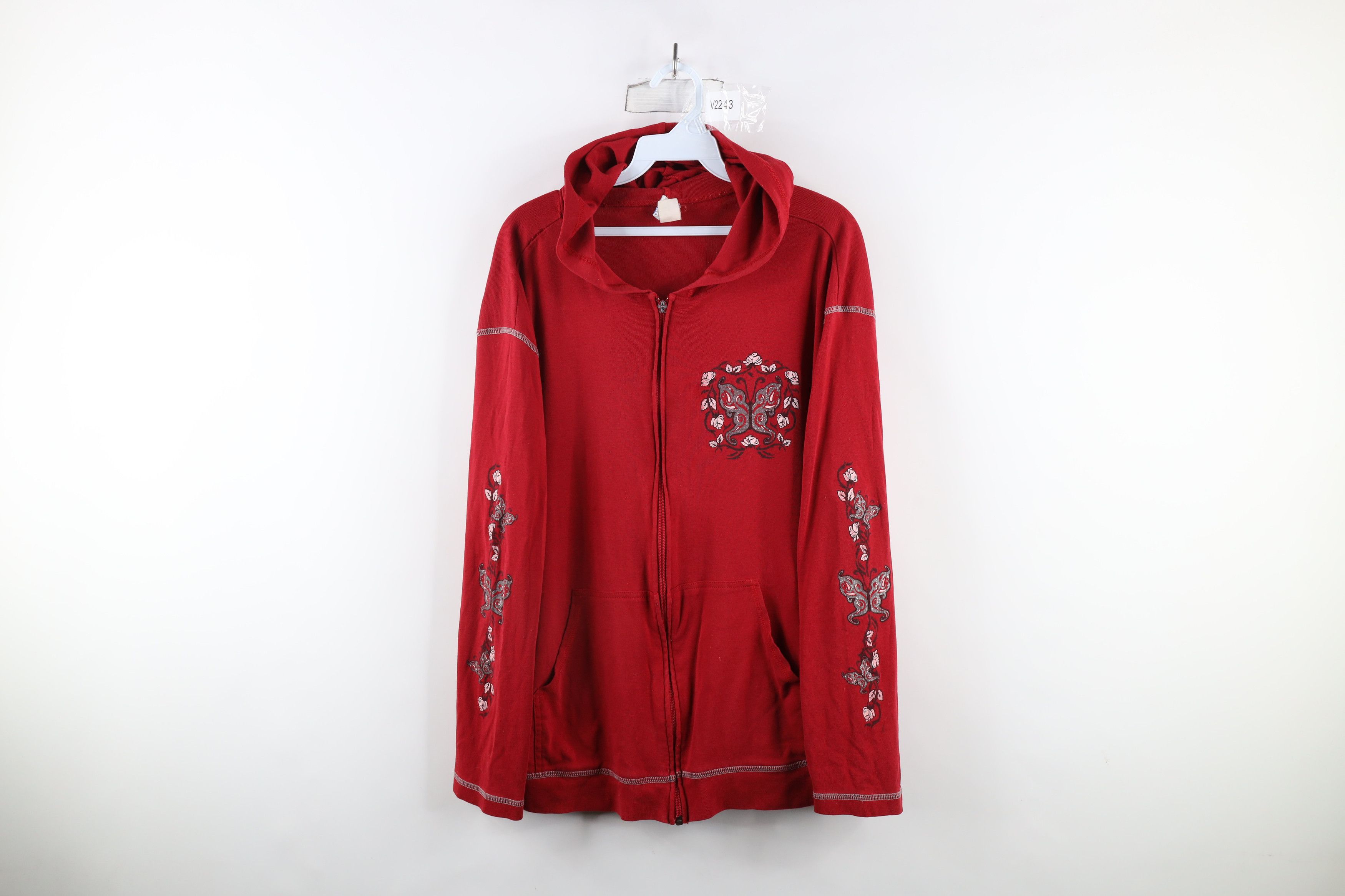 Vintage Vintage Y2K 90s Streetwear Butterfly Tribal Rose Zip Hoodie Size XL / US 12-14 / IT 48-50 - 1 Thumbnail