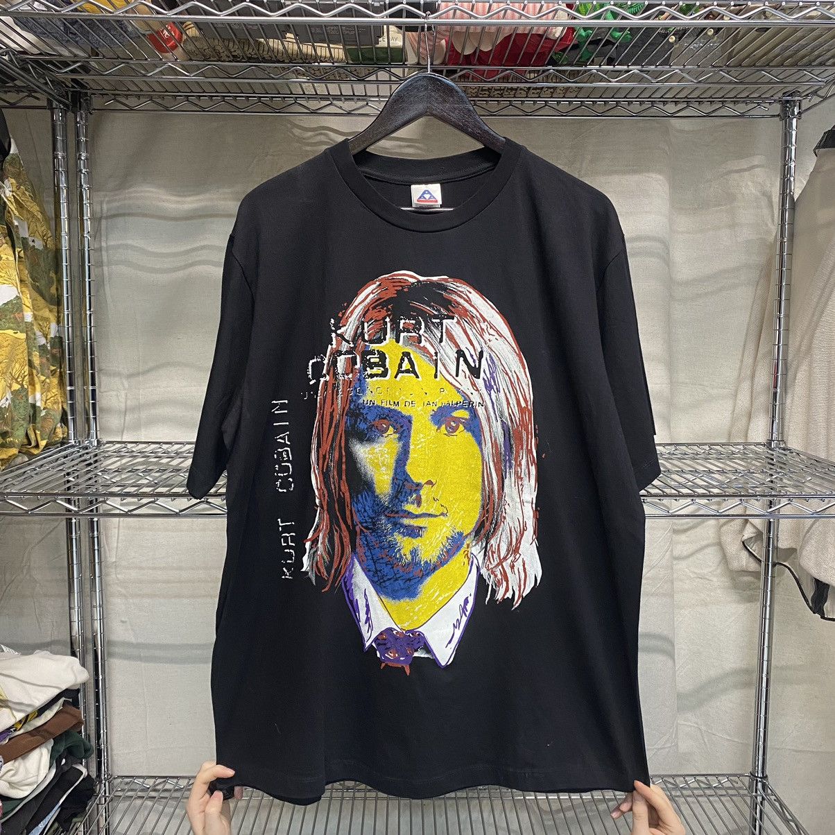 image of Band Tees x Nirvana Deadstock Vintage Early 2000S Kurt Cobain Movie Tee in Black, Men's (Size XL)