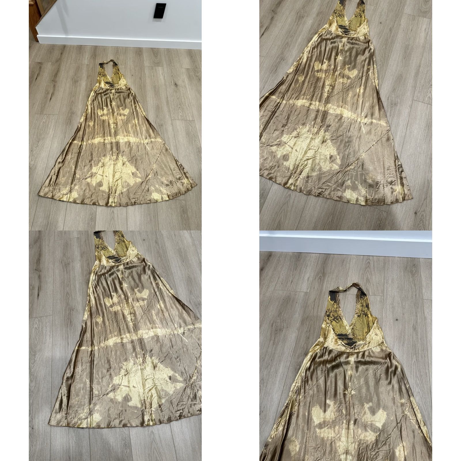 Vintage VINTAGE Momo Falana Dress Women's Long Sleeveless Hand Dyed Rayon Gold "Empire" Small Size S / US 4 / IT 40 - 10 Thumbnail