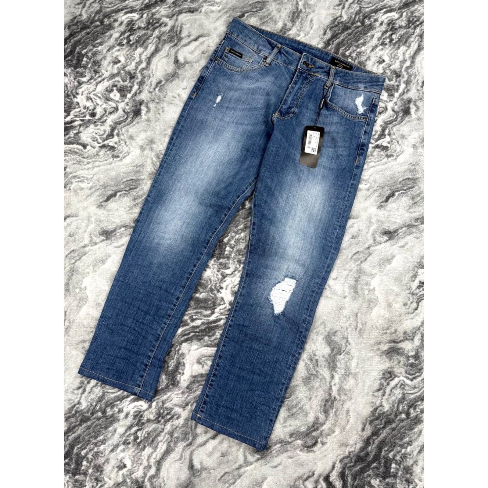 Dolce & Gabbana Dolce&Gabbana Jeans Slim Men 48 Blue Denim Logo 5-Pocket Zip Inseam 33 Leather? (Note: adjust) Size US 32 / EU 48 - 4 Thumbnail