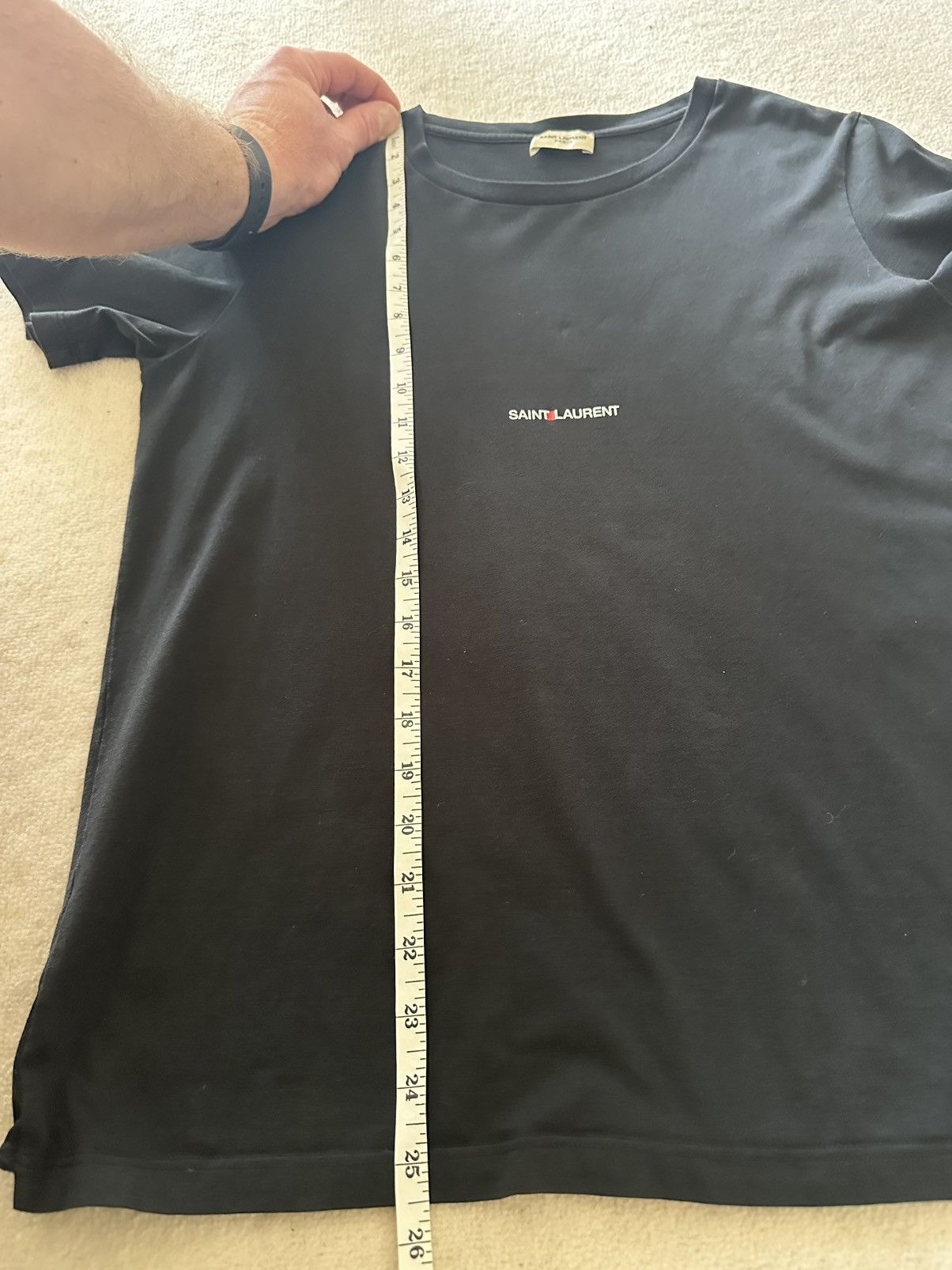 Saint Laurent Paris $550 Saint Laurent Rive Gauche black logo t shirt L Size US L / EU 52-54 / 3 - 7 Thumbnail