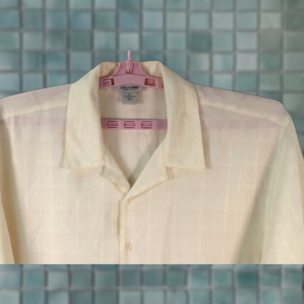 Vintage Linea Uomo Button Up Shirt Mens XL Beige Windowpane Short Sleeve Size US XL / EU 56 / 4 - 1 Thumbnail