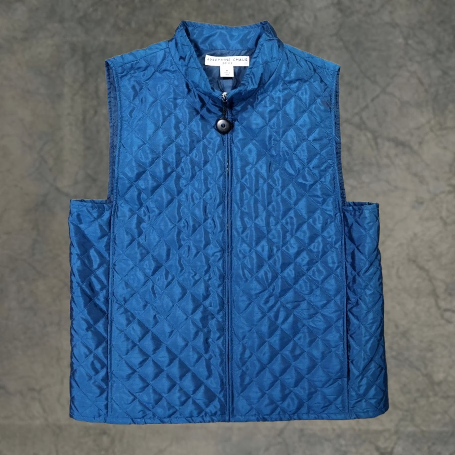 Vintage Josephine Chaus Vest Womens Medium Blue Quilted Sleeveless Full Zip Size M / US 6-8 / IT 42-44 - 1 Thumbnail