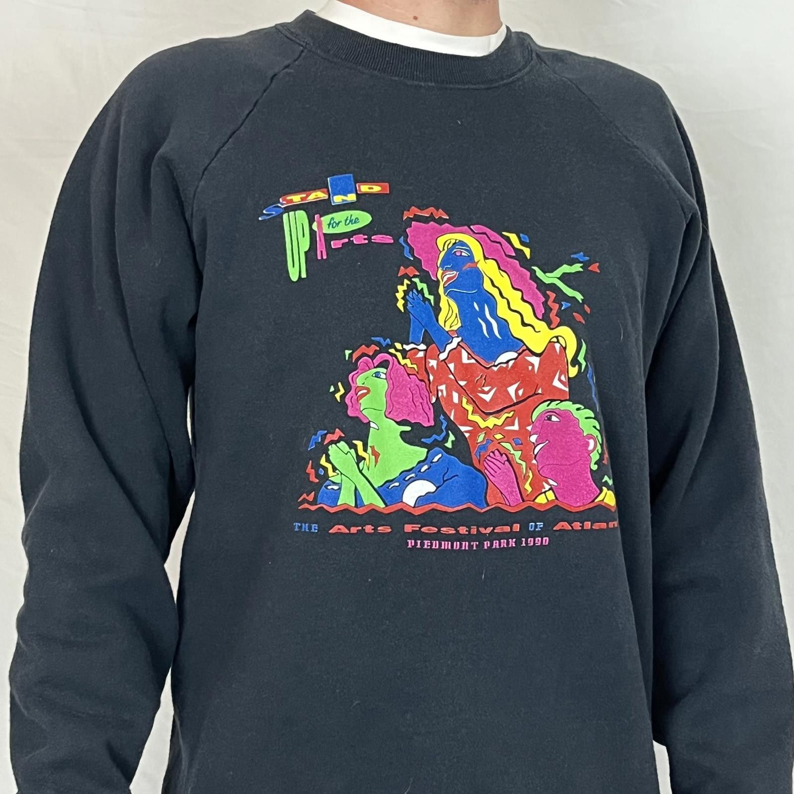 Fruit Of The Loom VTG 90S ARTS FESTIVAL OF ATLANTA BLACK GRAPHIC SWEATSHIRT XL Size US XL / EU 56 / 4 - 2 Thumbnail