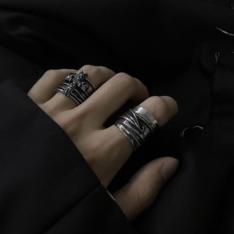 Avant Garde x Jewelry Cross Jewelry Rings Open Ring (Size 7-13) in Silver, Men's