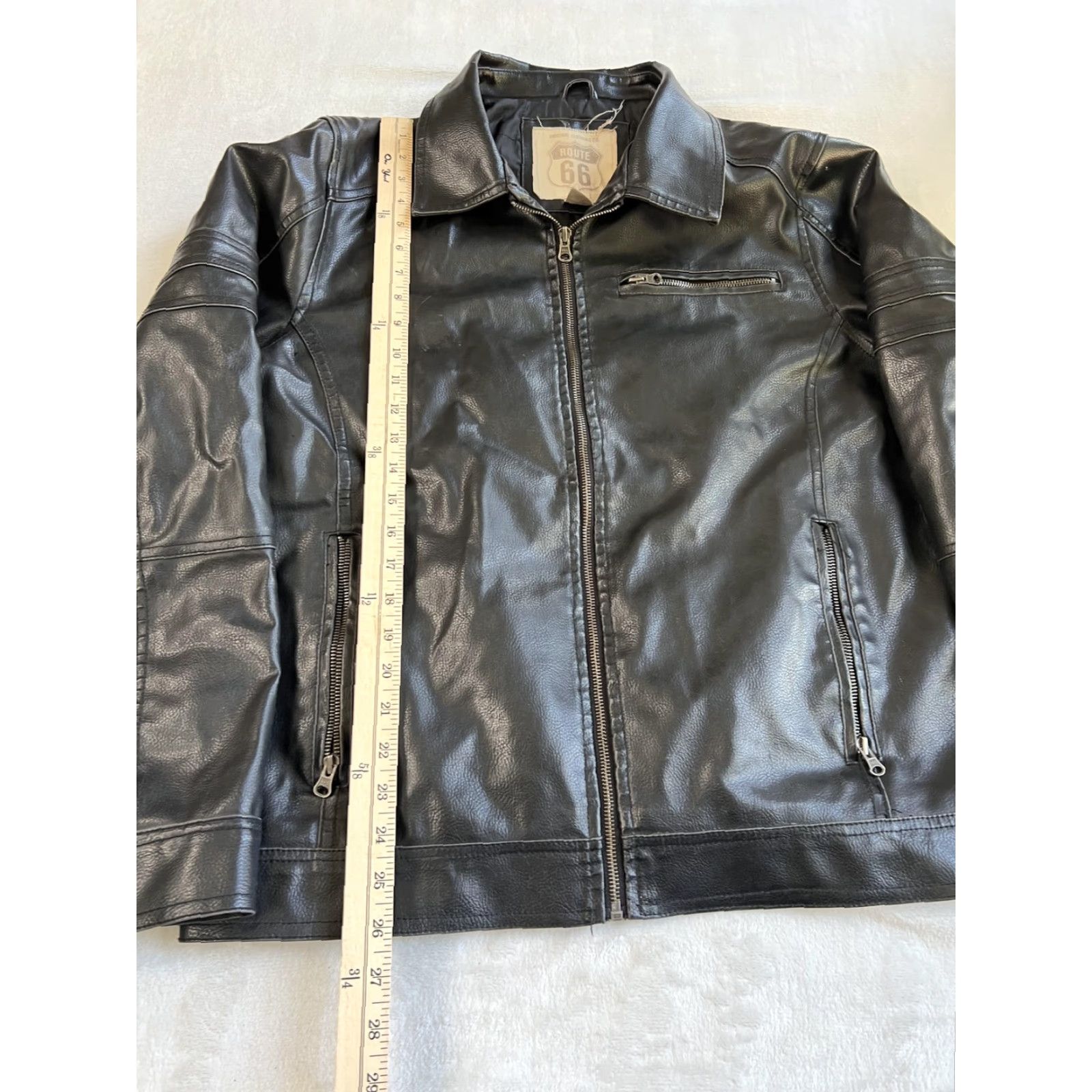 Route 66 VINTAGE Route 66 Jacket Mens M Black Faux Leather Motorcycle Lined Zip Y2K Size US M / EU 48-50 / 2 - 5 Thumbnail