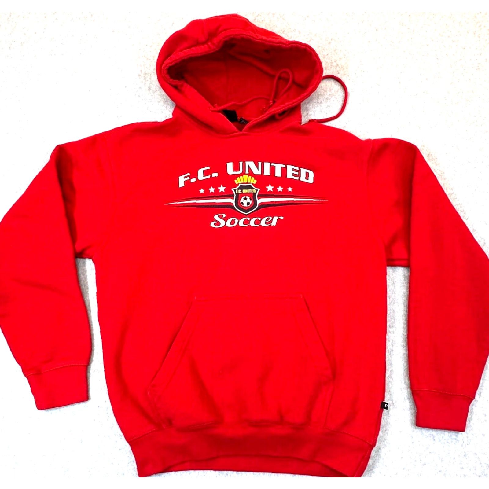 Vintage F.C. United Manchester Soccer Hoodie Mens Small Red Futbol Pennant Sportswear Size US S / EU 44-46 / 1 - 2 Thumbnail