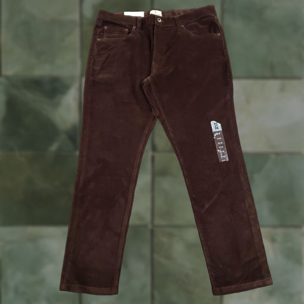 Vintage Mutual Weave Pants Mens 36x30 Slim Brown Corduroy 5-Pocket Stretch Flex Casual Size US 36 / EU 52 - 1 Thumbnail