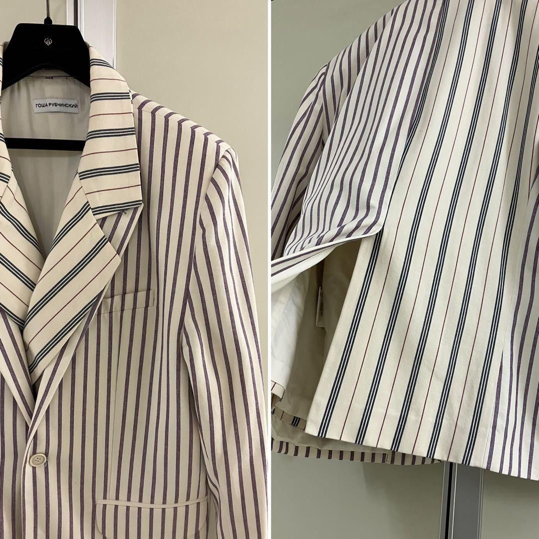 Gosha Rubchinskiy Gosha Rubchinskiy Double Layered Striped Blazer Size 38R - 3 Thumbnail