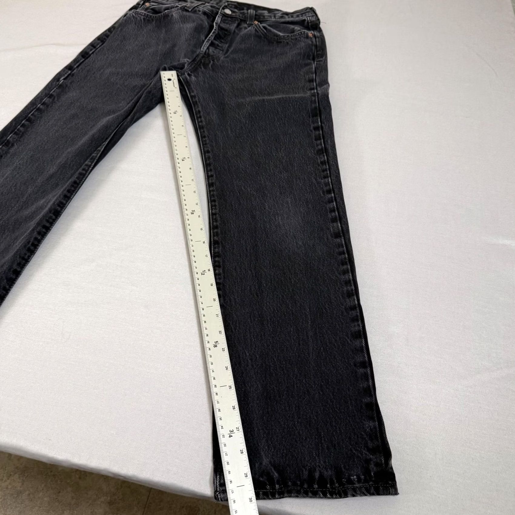 Levi's Levi's Jeans Mens 32x30 Black 501 Straight Fit Distressed Denim Pants Western Y2K Size US 32 / EU 48 - 4 Thumbnail