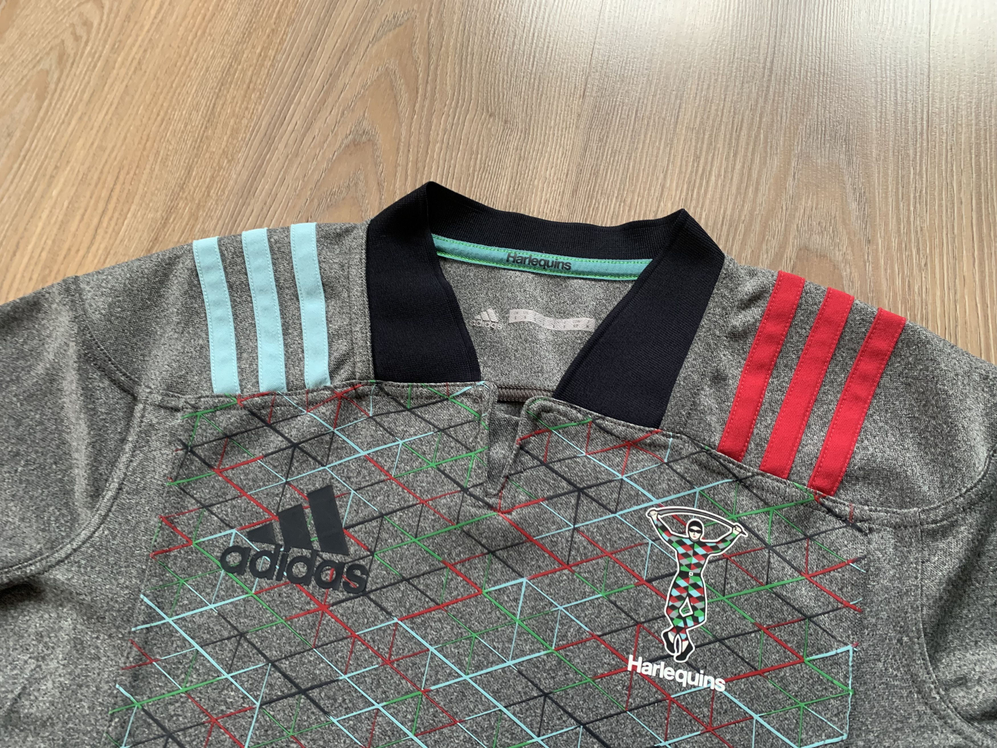 Adidas Adidas x Harlequins Rugby Jersey Grey Geometric Shirt Size US S / EU 44-46 / 1 - 4 Thumbnail