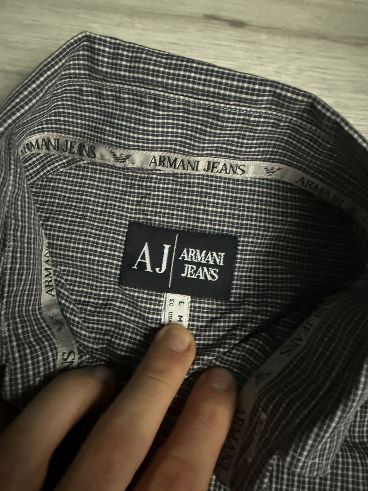 Armani × Vintage Vintage Armani Jeans Shirt navy check Size US M / EU 48-50 / 2 - 4 Thumbnail