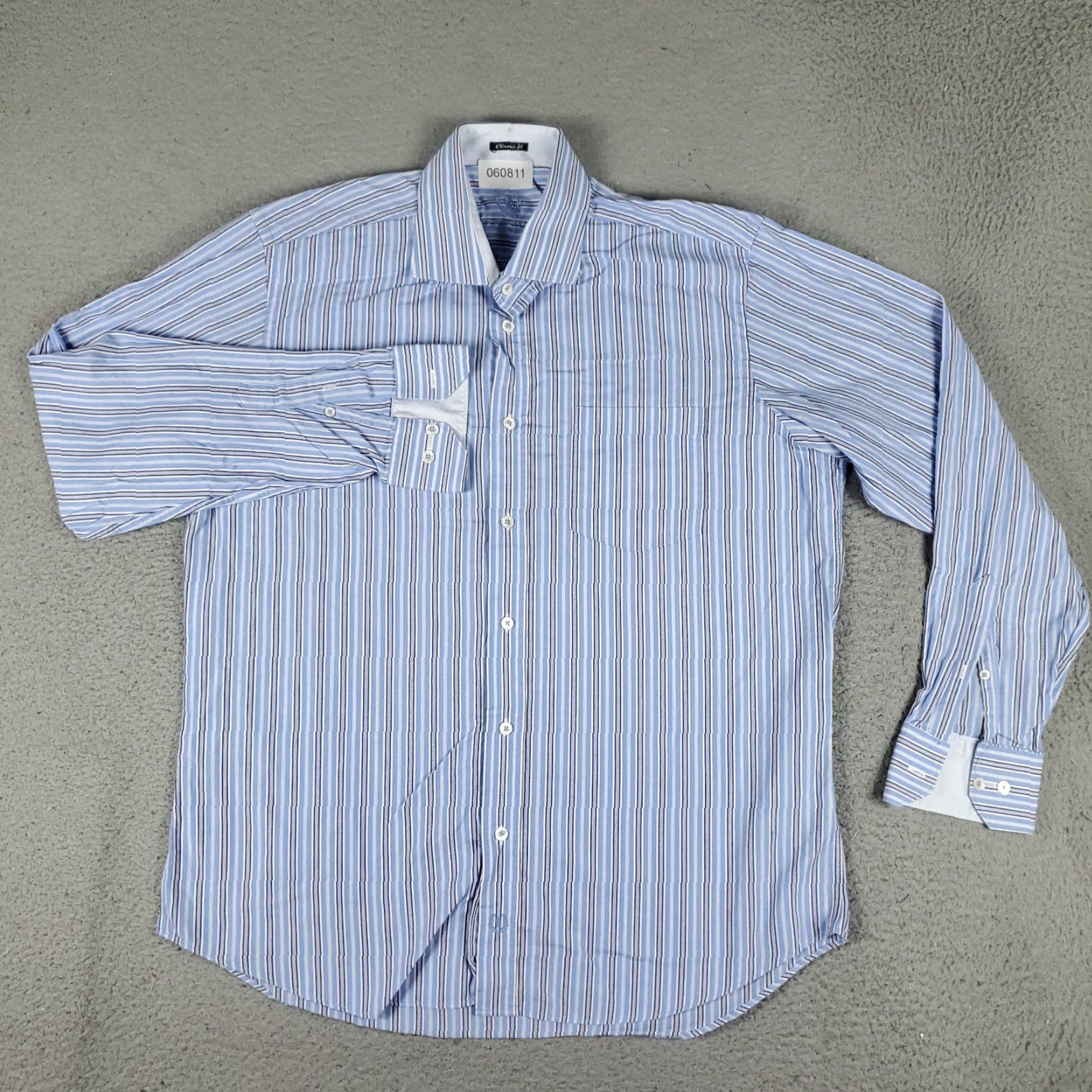 BUGATCHI Bugatchi Shirt Mens Large Blue Striped Button-Up Long Sleeve Classic Fit Button Up Casual Formal Workwear Size US L / EU 52-54 / 3 - 2 Thumbnail