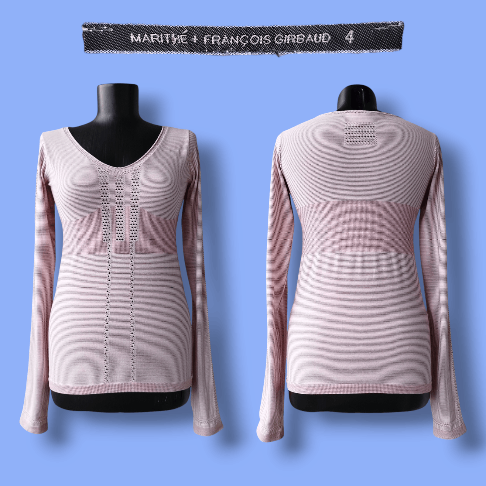 Marithe + Francois Girbaud Top Long Sleeve Striped Fitted Jersey Vintage Y2K Size 4/XL Size XL / US 12-14 / IT 48-50 - 1 Thumbnail