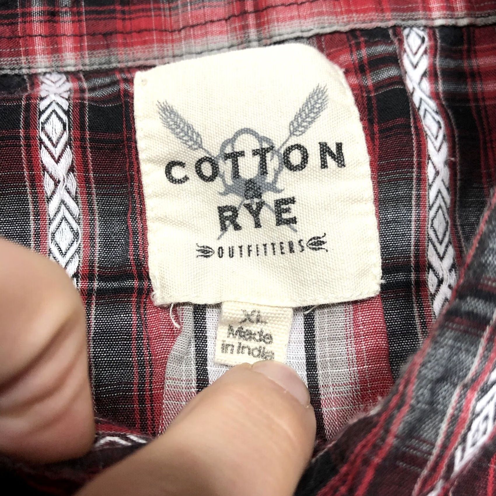 Vintage Cotton & Rye Shirt Mens XL Cream Pearl Snap Button Western Cowboy Rodeo Plaid Size US XL / EU 56 / 4 - 3 Thumbnail