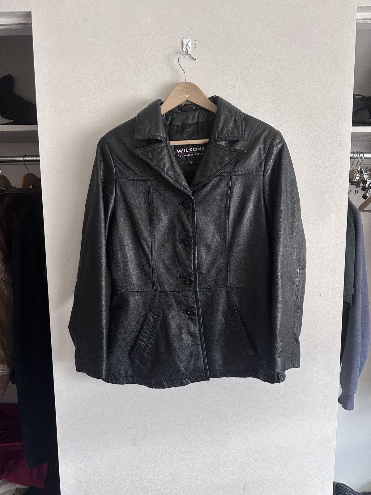 Vintage × Wilsons Leather Black Wilsons Leather Blazer Size L / US 10 / IT 46 - 9 Thumbnail
