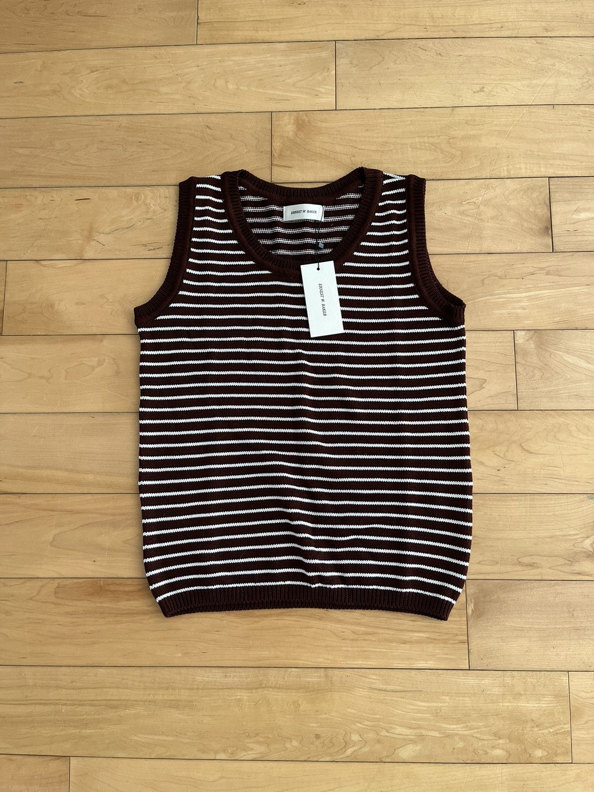 image of Ernest W Baker NWT - Ernest W. Baker Striped Knit Tanktop in Brown, Men's (Size Small)