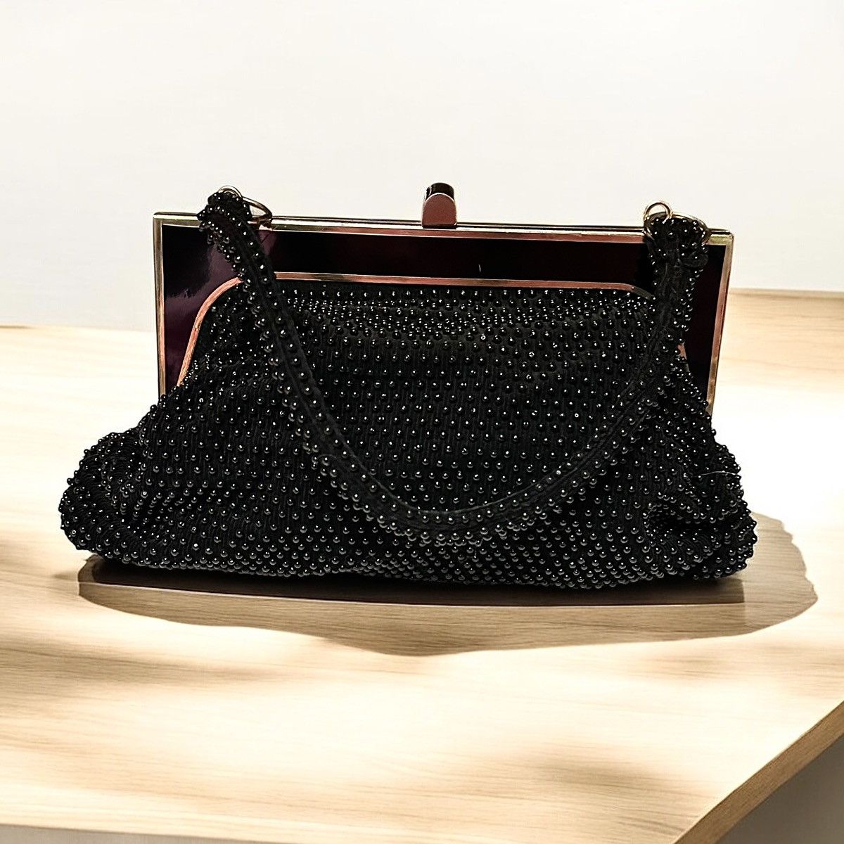 Vintage Vintage La Regale black beaded evening bag Size ONE SIZE - 1 Thumbnail
