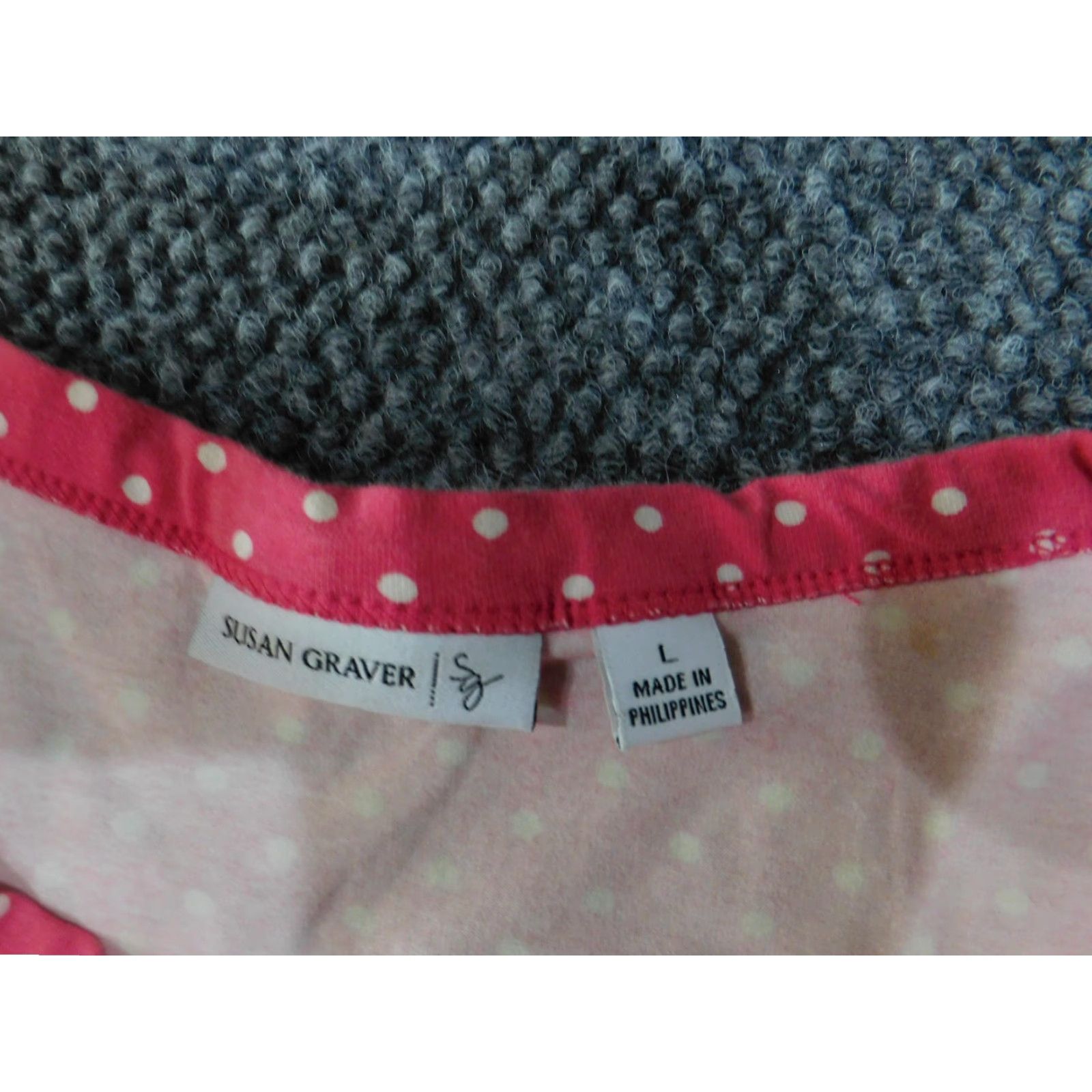 Vintage Susan Graver Shirt Womens Large Pink White Polka Dot Button Front Long Sleeve Size L / US 10 / IT 46 - 5 Thumbnail