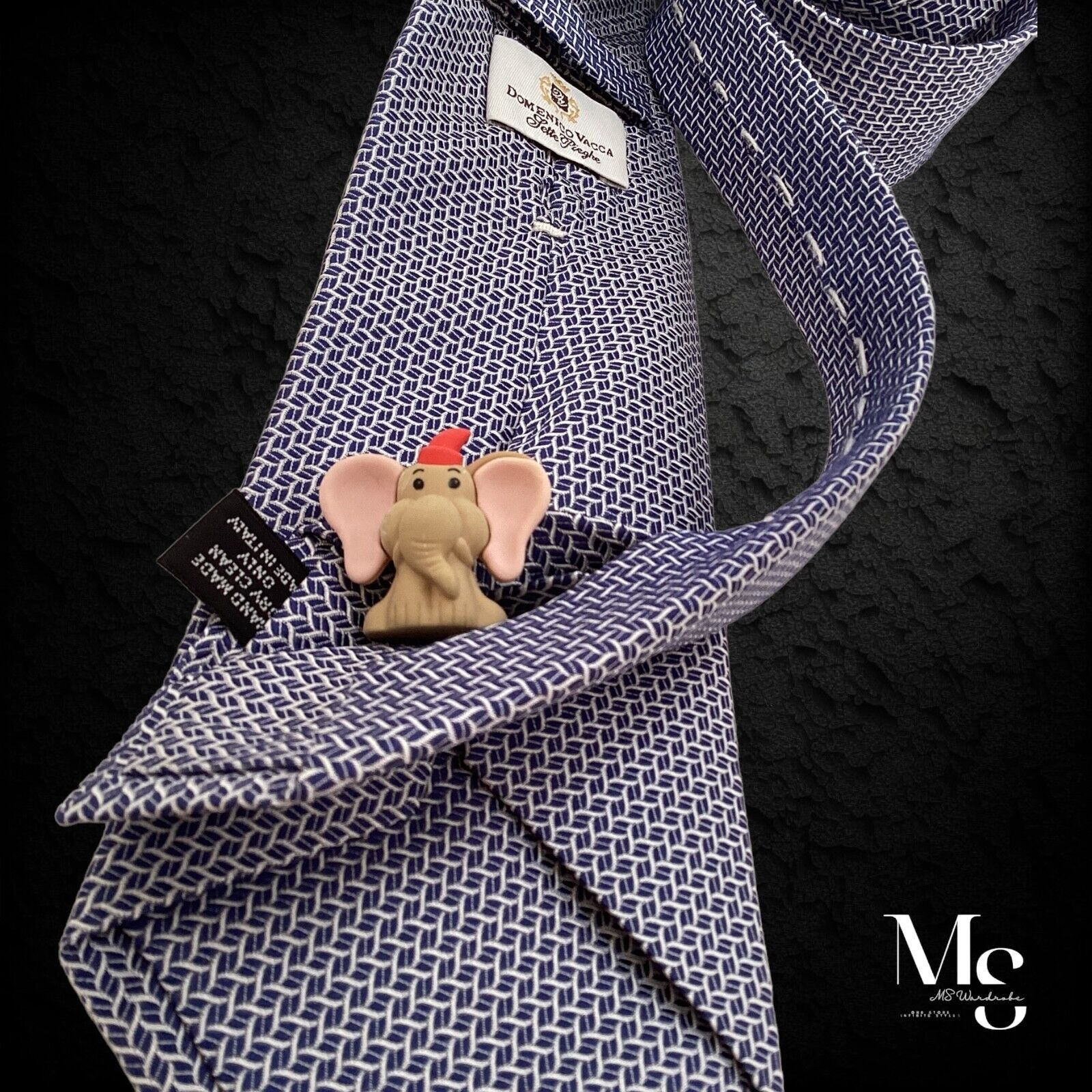 Domenico Vacca DOMENICO VACCA 7Fold Blue 3D Geometric Silk Tie Italy W: 4" Size ONE SIZE - 1 Thumbnail