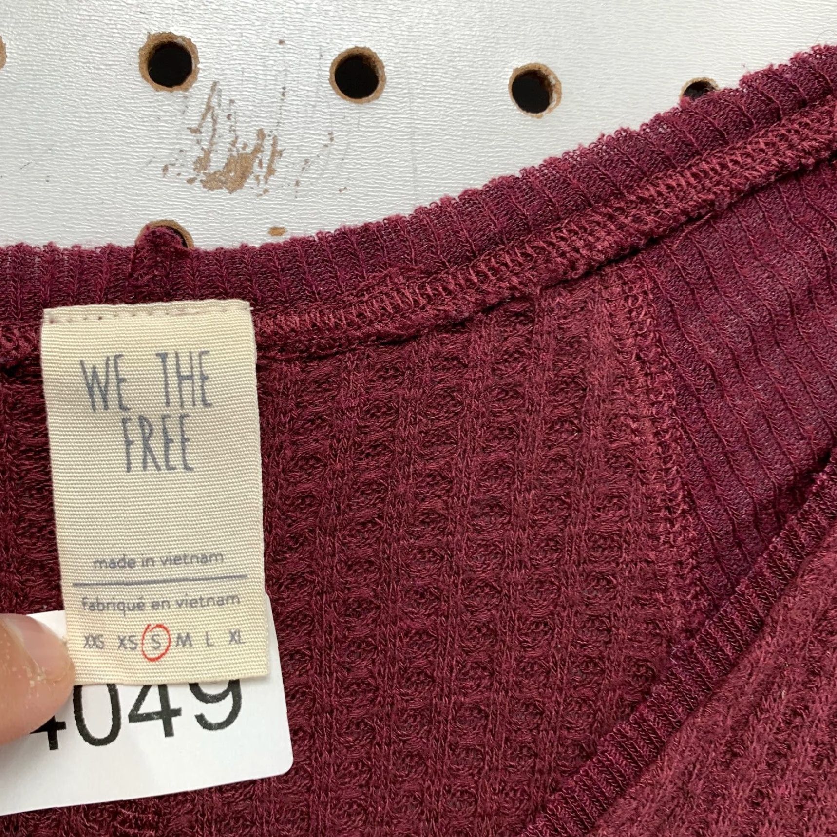 Free People Free People Rib Trim Thermal Top Women Small Burgundy Casual V-Neck Long Sleeve Red Size S / US 4 / IT 40 - 5 Thumbnail