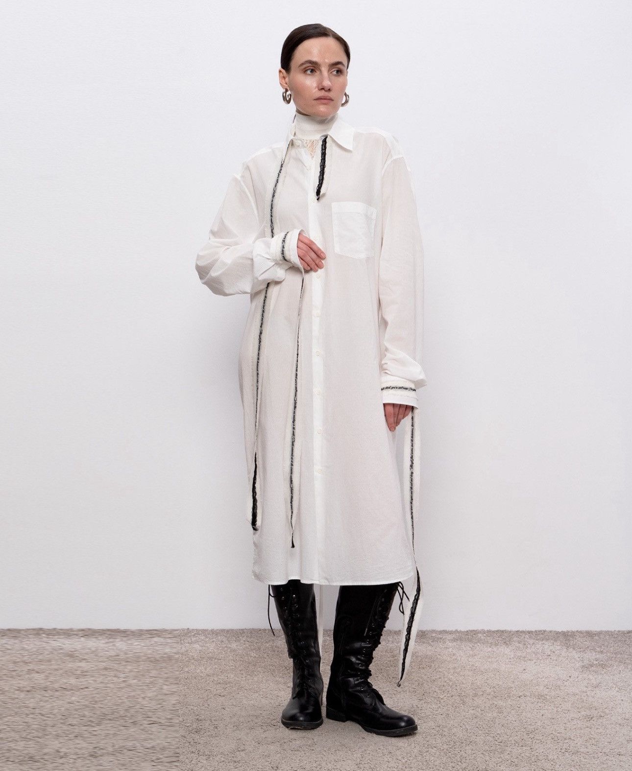 Ann Demeulemeester Last Ann Demeulemeester White Long Gabi Cotton Button Up Size XS / US 0-2 / IT 36-38 - 2 Thumbnail