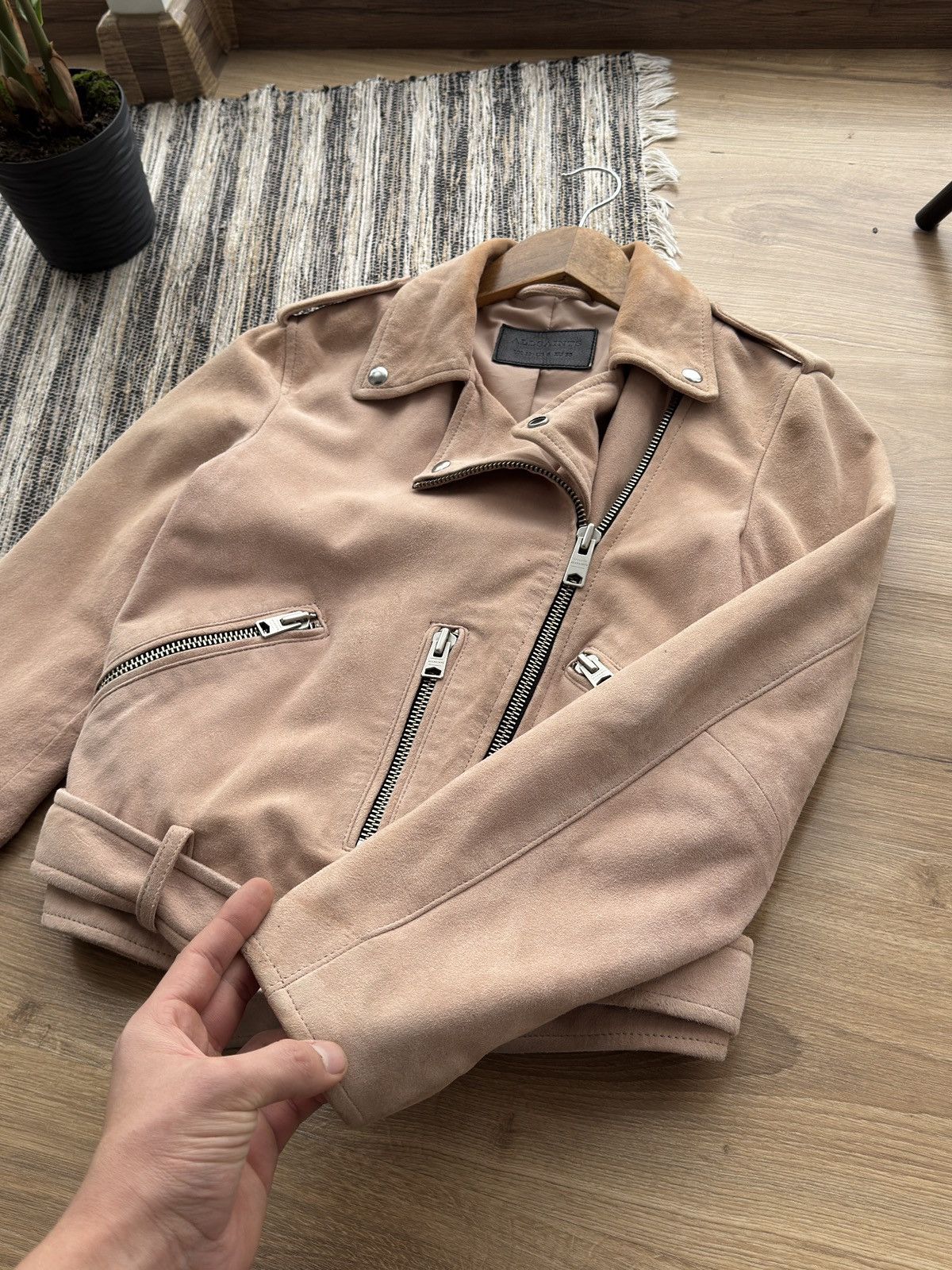 Allsaints ALL SAINTS Powder Pink Suede Balfern Biker Jacket Women’s Size M / US 6-8 / IT 42-44 - 13 Thumbnail