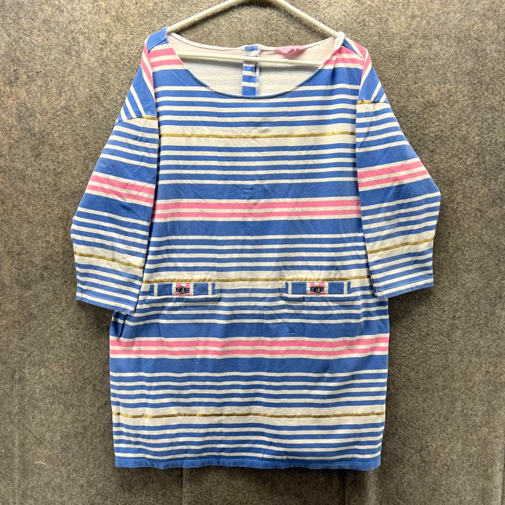 Lilly Pulitzer Lilly Pulitzer Dress Womens XL Blue Striped Scoop Neck 3/4 Sleeve Shift Jersey Size XL / US 12-14 / IT 48-50 - 2 Thumbnail