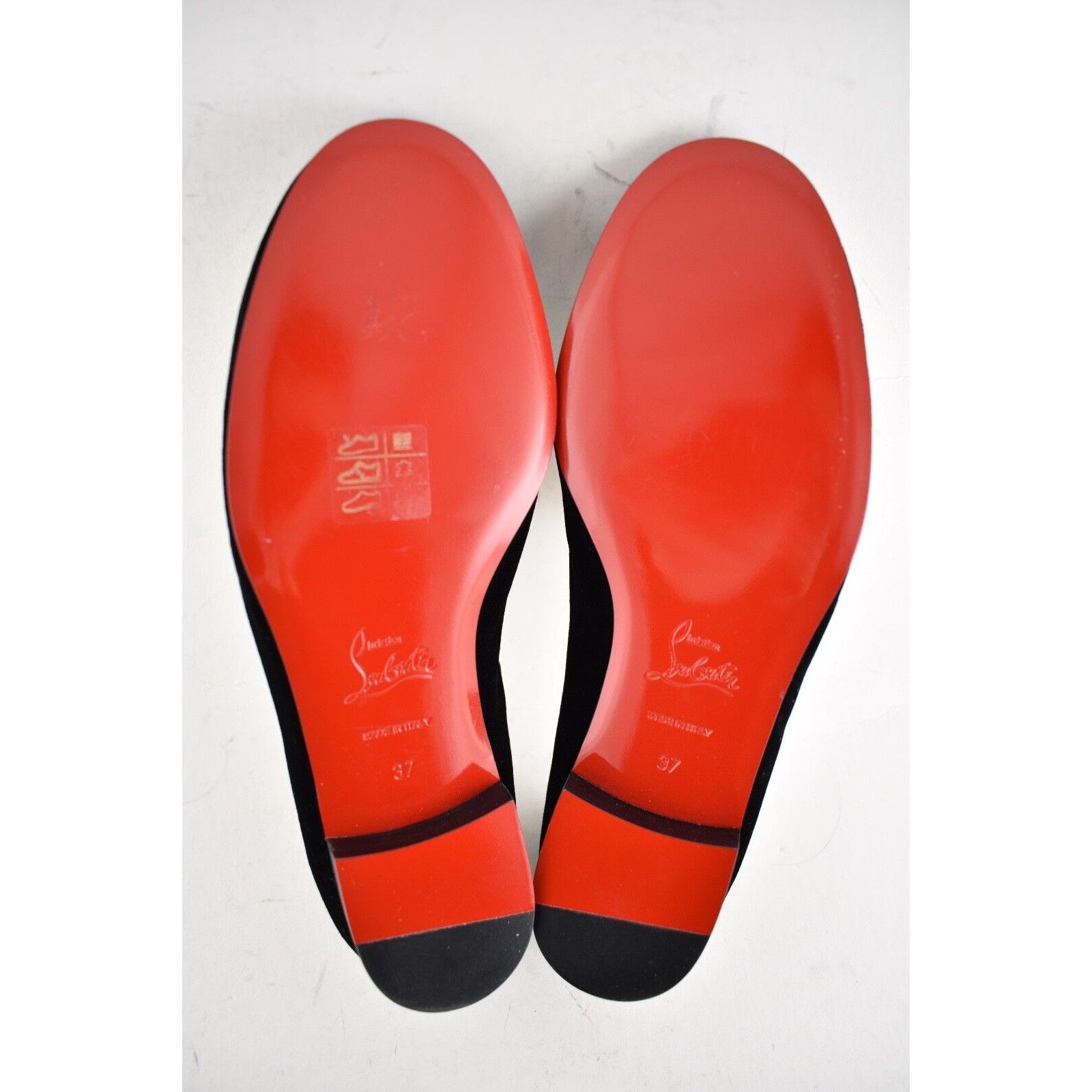Christian Louboutin Morning Sakouette Flat Black Velvet Gold Sun Slip Loafer 37 Size US 7 / IT 37 - 12 Thumbnail