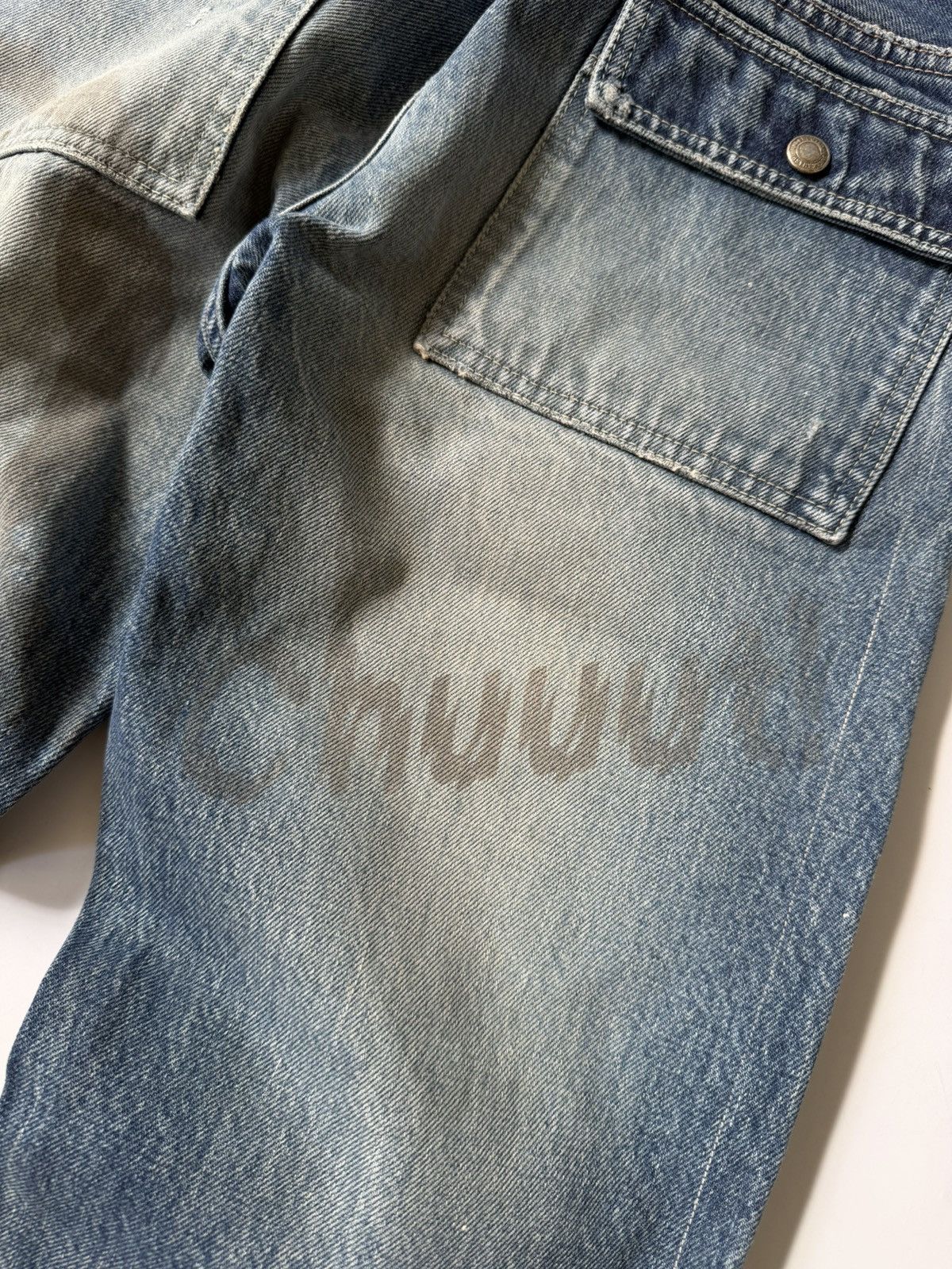 Undercover Undercover SS2006 T Chuuut Painted Denim Cargo Pants Size US 33 - 14 Thumbnail