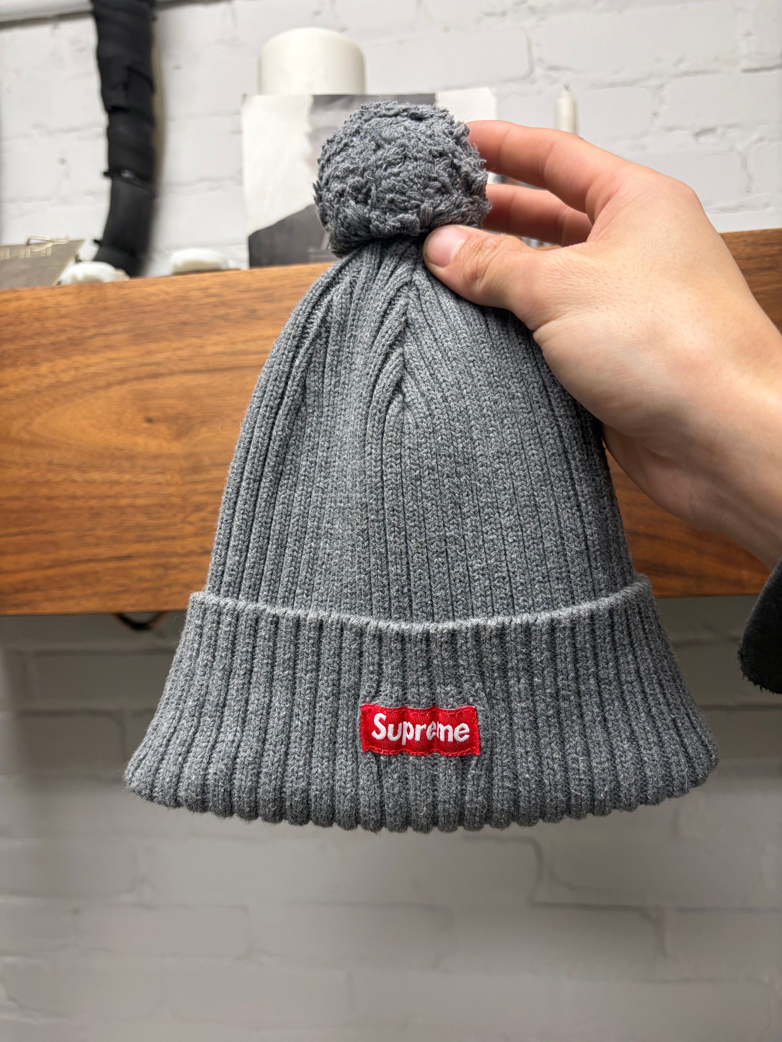 Supreme AW2013 Supreme Grey Box Logo Pom Pom Beanie Size ONE SIZE - 1 Thumbnail