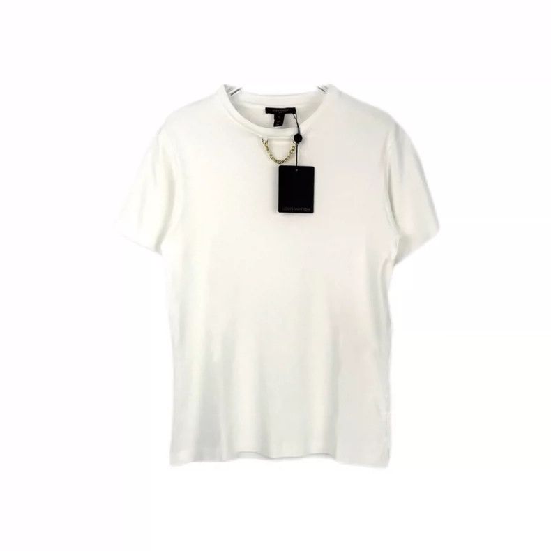 Louis Vuitton Louis Vuitton white solid chain logo short sleeves 2505-Ne Size US S / EU 44-46 / 1 - 1 Thumbnail