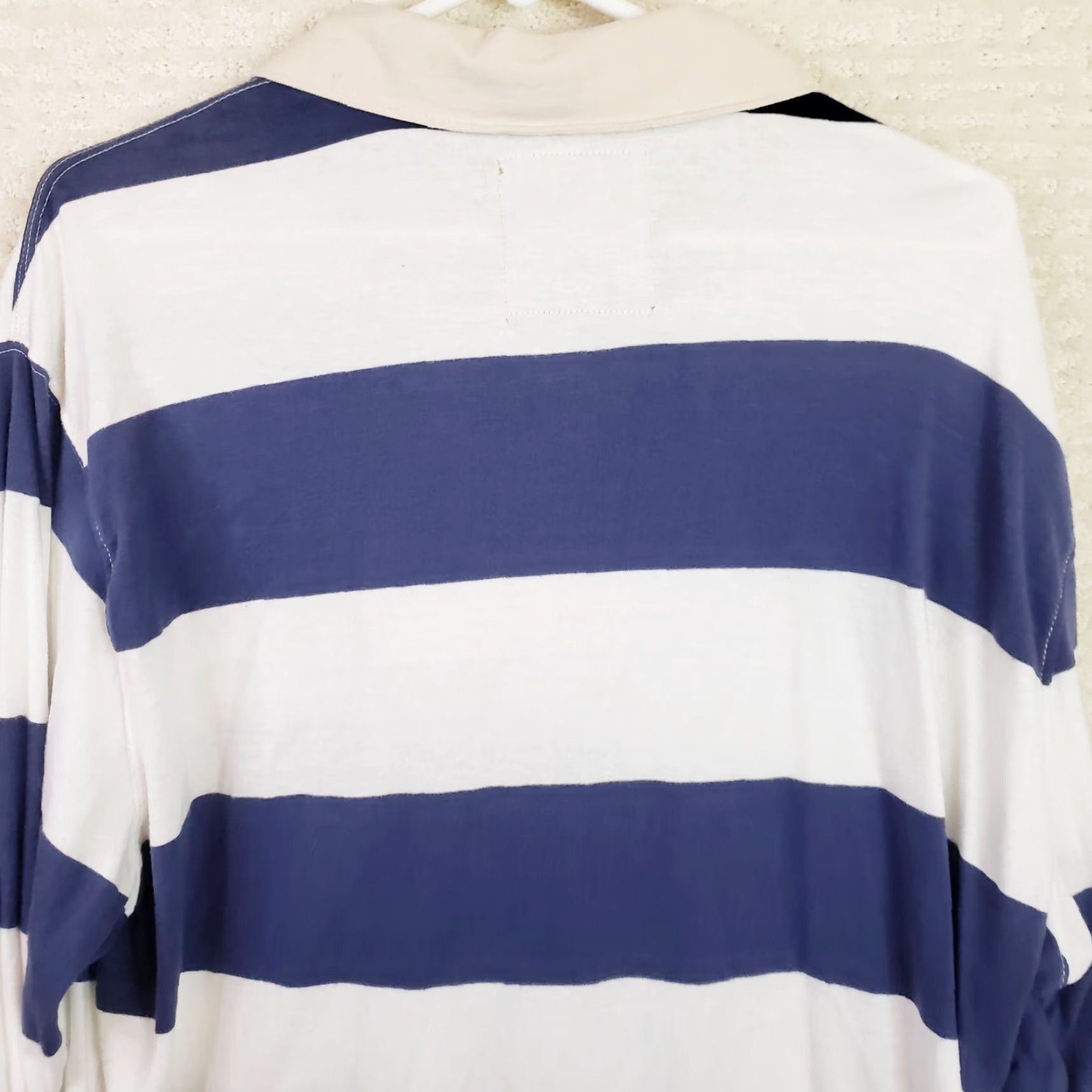 Ralph Lauren Lauren Ralph Lauren Red Camel Rugby Shirt Striped Long Sleeve Button-Up White Blue XL Mens Chest Logo 100% Cotton Preppy Classics Size US XL / EU 56 / 4 - 7 Thumbnail