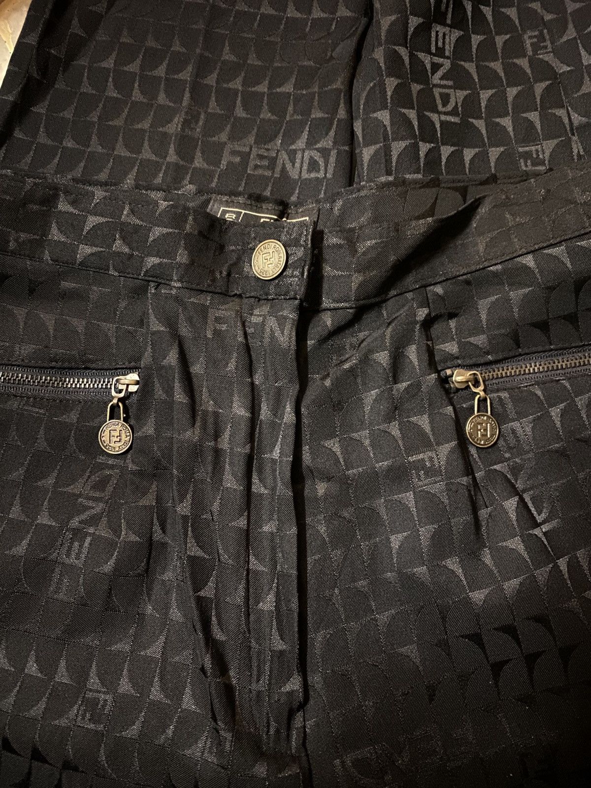 Fendi × Vintage Fendi Fullprint FF Monogram Logo Pants Size 27" / US 4 / IT 40 - 5 Thumbnail