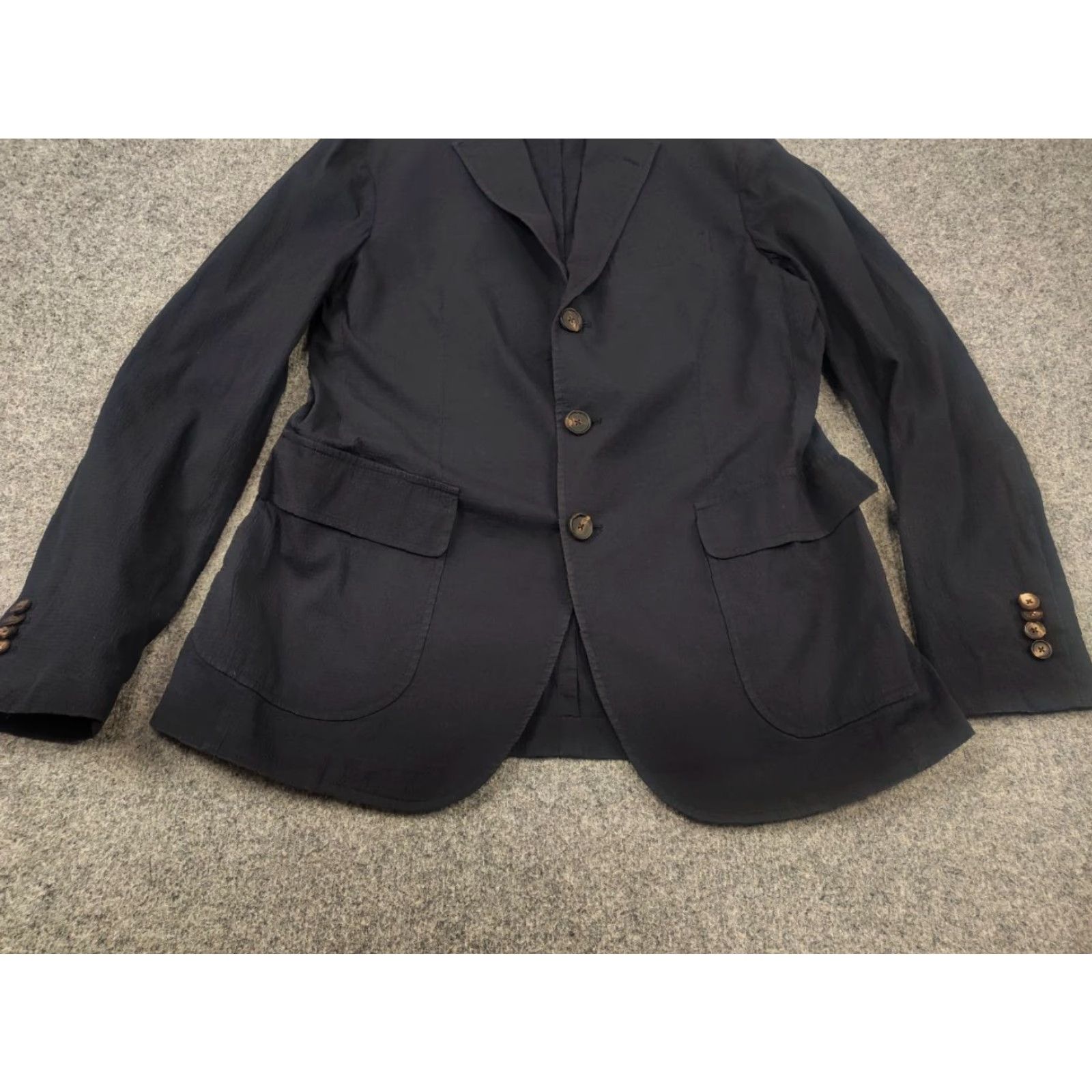 Doppiaa Doppiaa Italy Design Navy 2 Piece Mens Casual Suit Blazer Pants 3 Button Notch Lapel Cotton Blend 48 XS? Size 48R - 3 Thumbnail