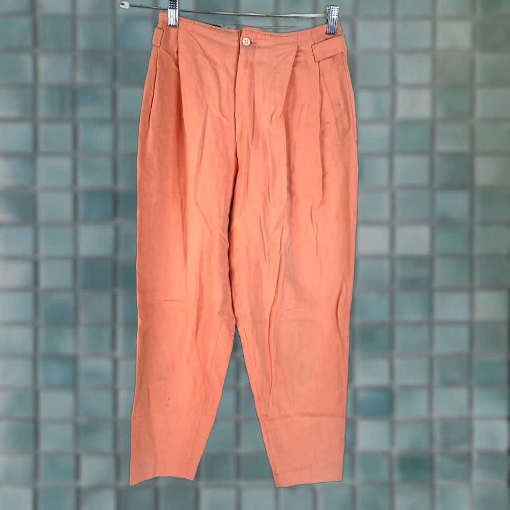 Vintage VINTAGE Tyler House Pleated Mom Pants Women Coral 24X28 Cotton Linen High Rise 80s 90s Dress Pants Womens Size 42" / US 20 - 1 Thumbnail