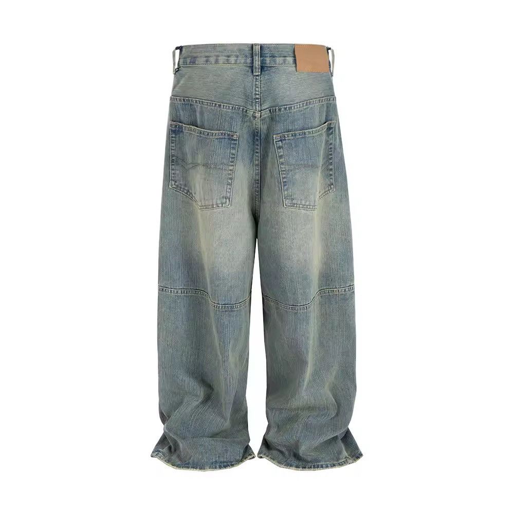 Jean Washed Vintage Loose Double Knee Denim Size US 30 / EU 46 - 2 Thumbnail