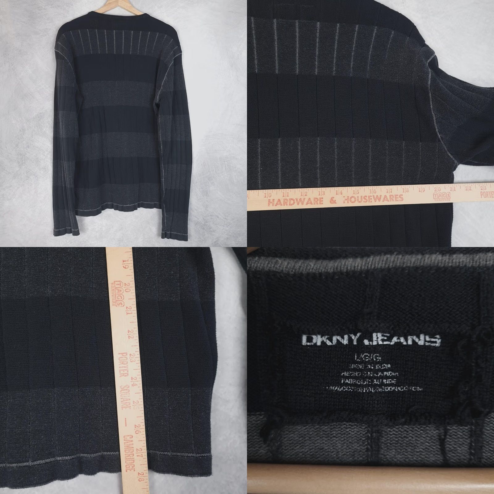 DKNY DKNY Jeans Sweater Mens Large Striped Graphic Eagle Crewneck Affliction Style Size US L / EU 52-54 / 3 - 9 Thumbnail