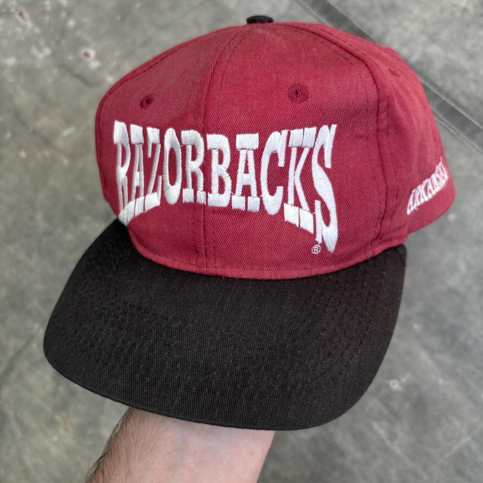 Vintage 90s Faded Arkansas Razorbacks Sports SnapBack Hat