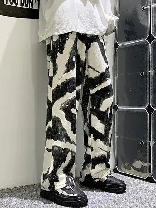 Blue Black Tie-dye Baggy Jeans