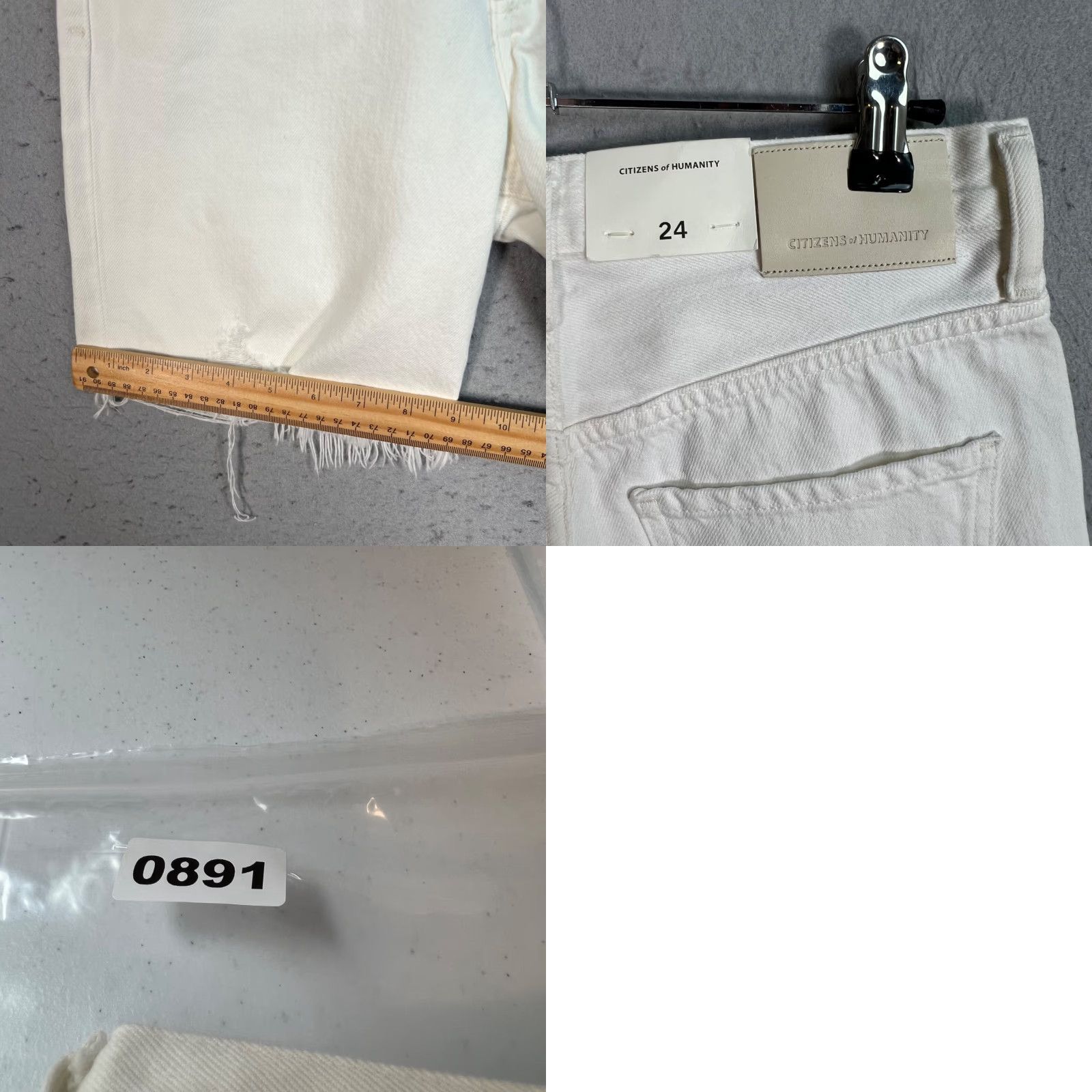 Citizens Of Humanity CITIZENS OF HUMANITY Womens Denim Shorts Size 24 White Frayed Cut-Offs Size 42" / US 20 - 8 Thumbnail