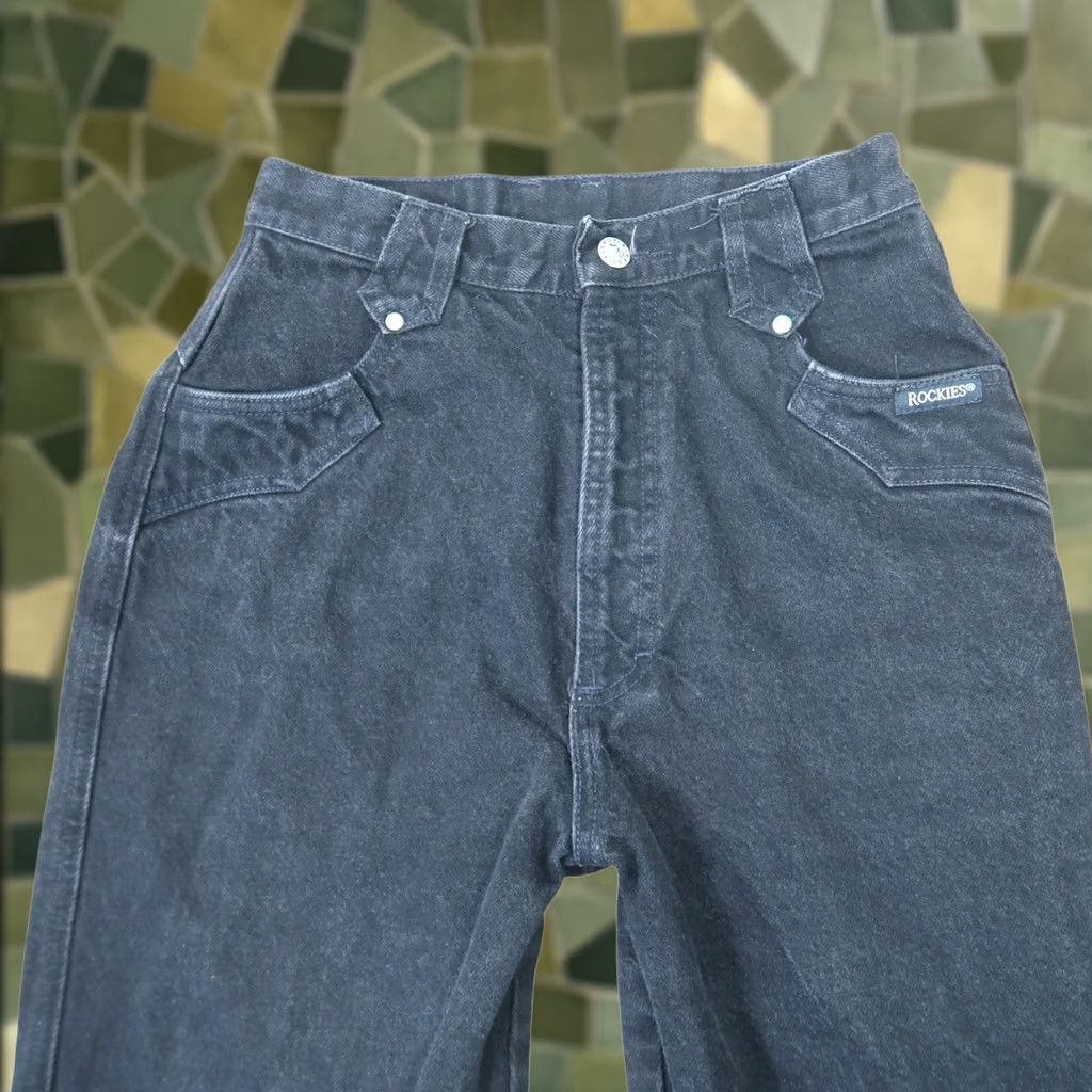 Vintage VINTAGE Rockies Jeans Western Bareback High Rise 24" 8 Black Denim 90s 80s Cowboy Southwestern Womens Jeans Size 30" / US 8 / IT 44 - 1 Thumbnail