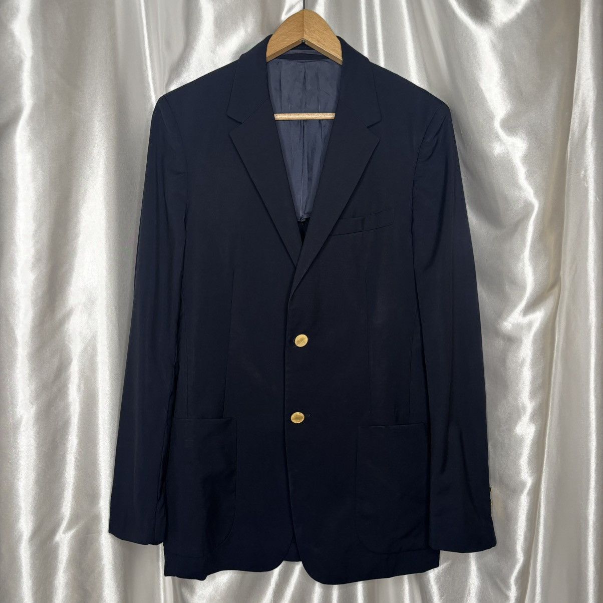 Prada navy woolen mohair Prada jacket with gold colored buttons Size 48R - 1 Thumbnail