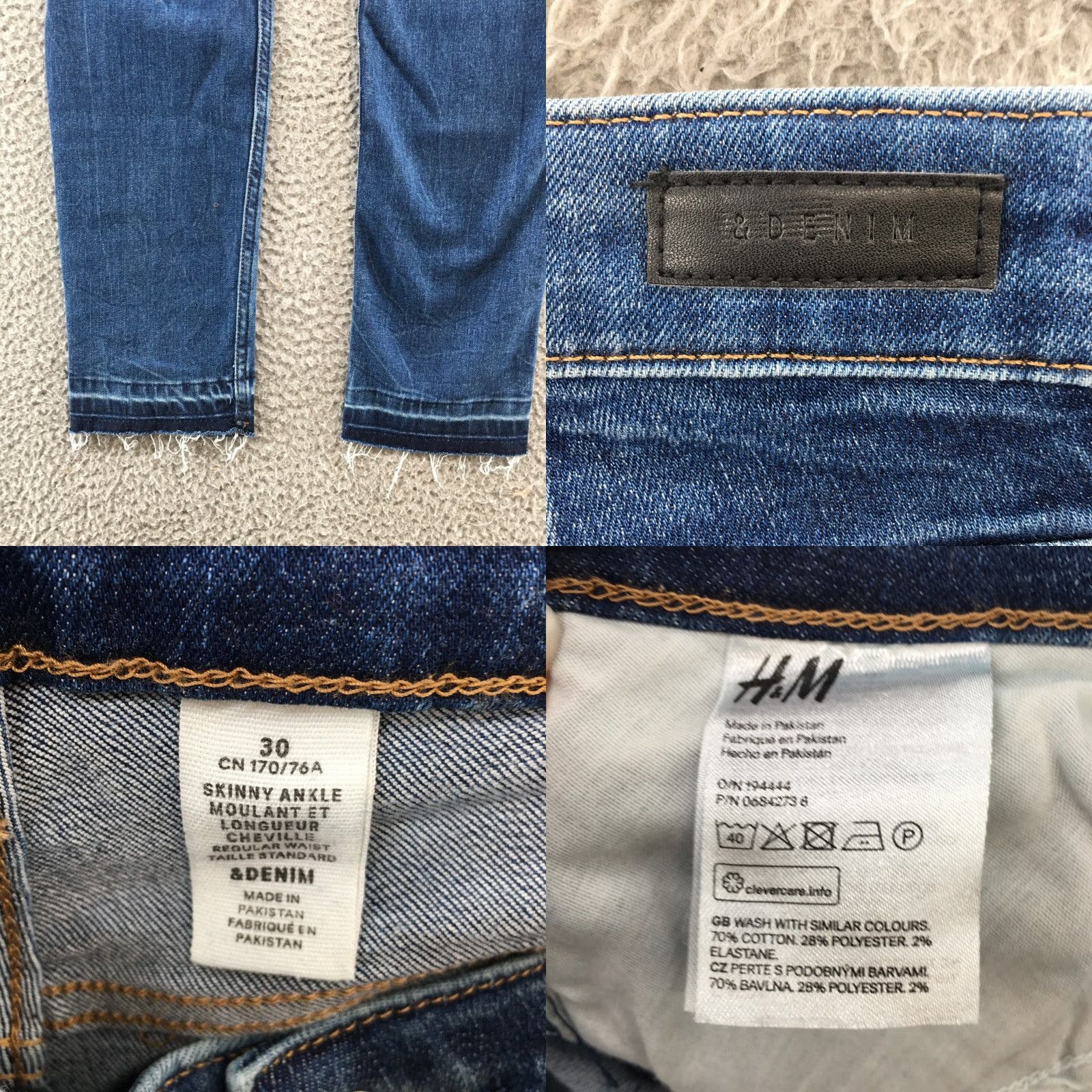 H&M H&M Skinny Jeans Womens 30 Blue Denim Mid Rise Dark Wash Zip Fly Jeans Womens Regular XS? Size 30" / US 8 / IT 44 - 10 Thumbnail