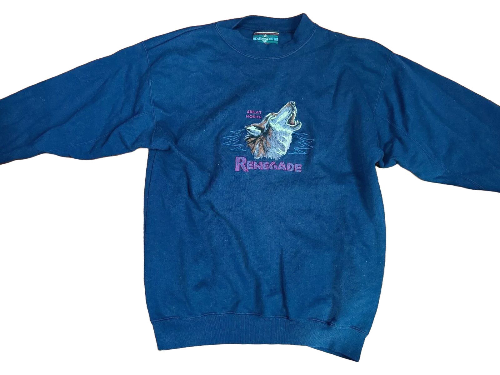 Vintage Vintage Great North Renegade Wolf Sweater Blue Mens Medium Size US M / EU 48-50 / 2 - 1 Thumbnail