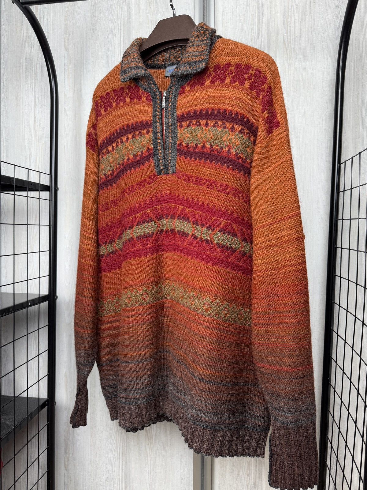 Kenzo Kenzo VNTG Wool Mohair Acrylic multicoloured 1/4 zip sweater Size US L / EU 52-54 / 3 - 5 Thumbnail
