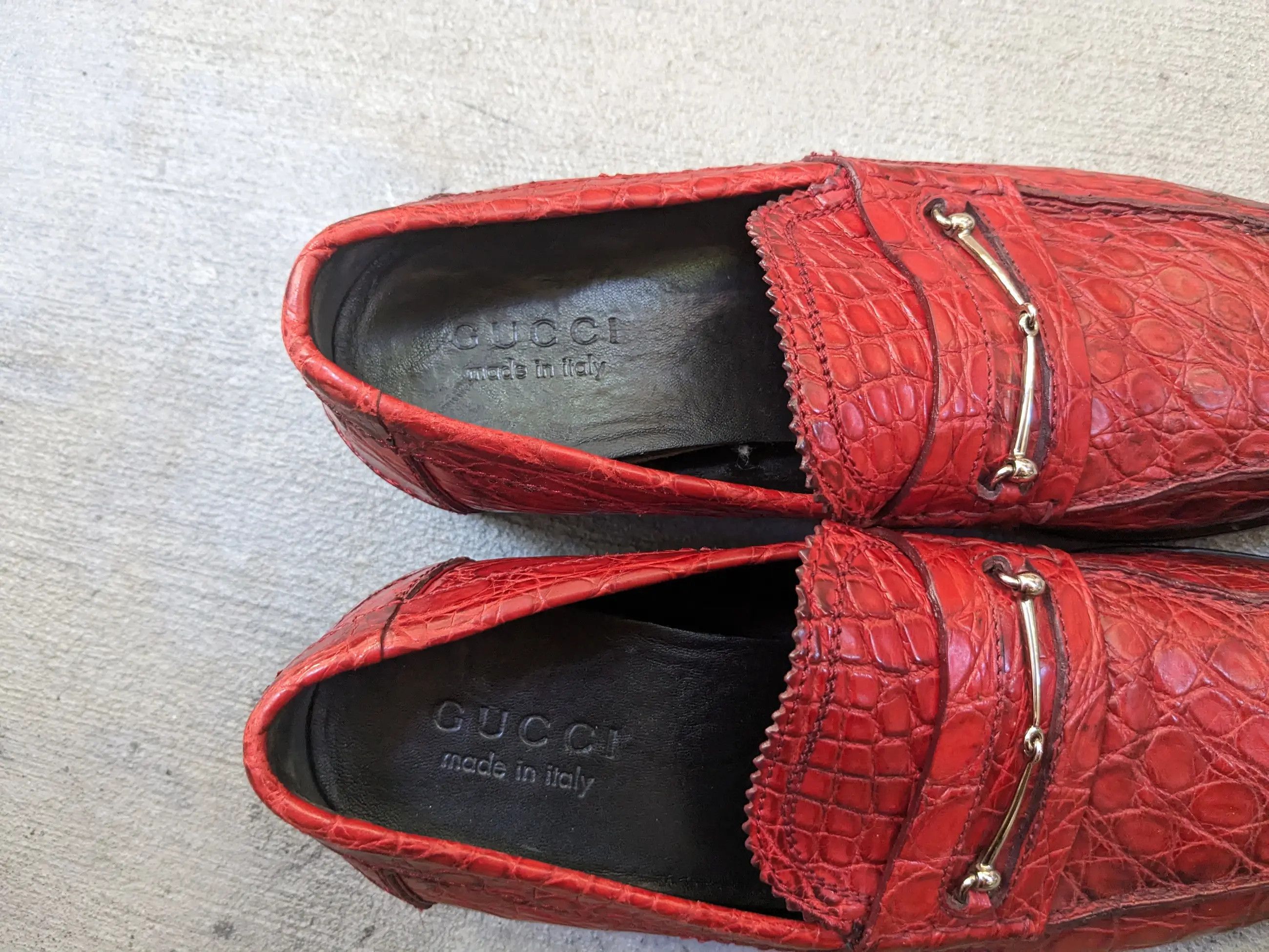 Gucci Gucci Horsebit Loafers Red Crocodile 7.5 Snaffle Bit Exotic Size US 7.5 / EU 40-41 - 3 Thumbnail