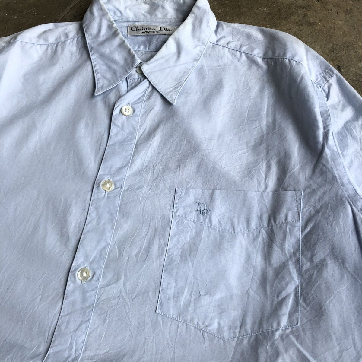 Dior 1990s Christian Dior Monsieur Signature Shirt Blue Luxury Size US XL / EU 56 / 4 - 5 Thumbnail