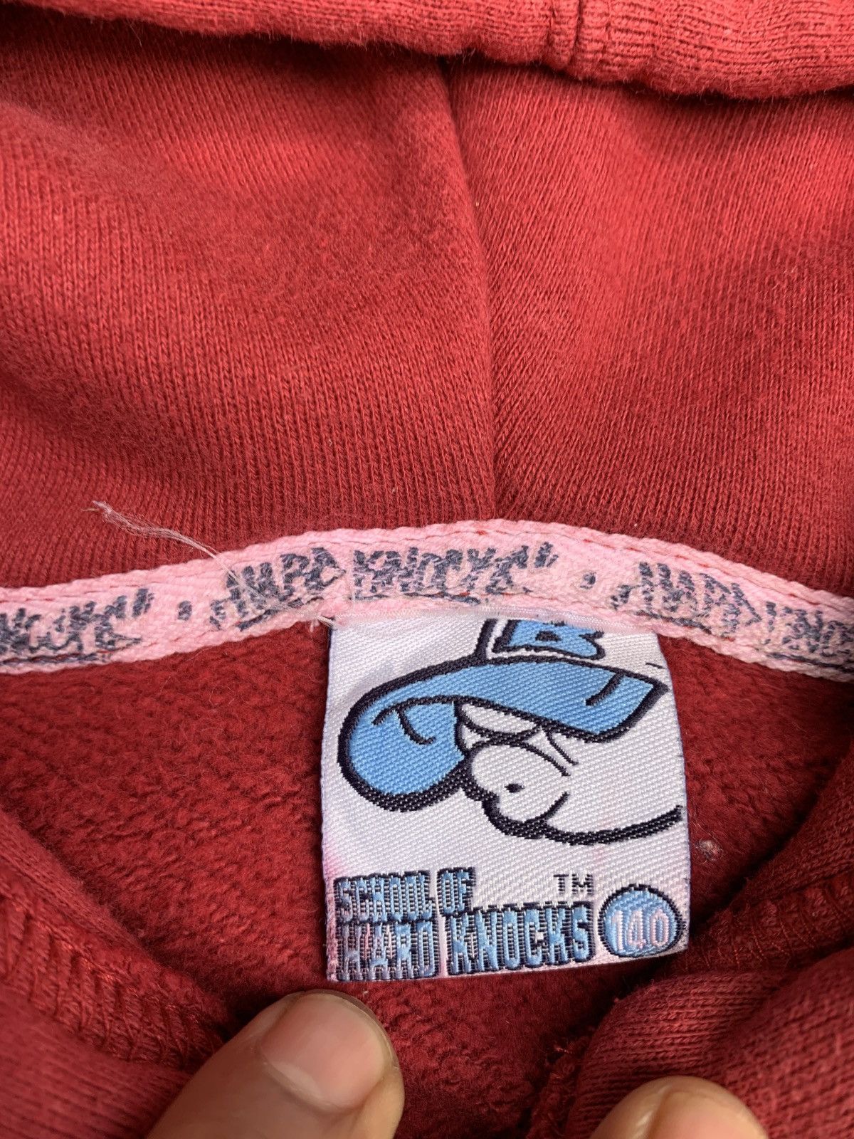 Japanese Brand × Vintage y2k School of Hard Knocks DJ Hip Hop Burgundy Graphic Hoodie Size S / US 4 / IT 40 - 11 Thumbnail
